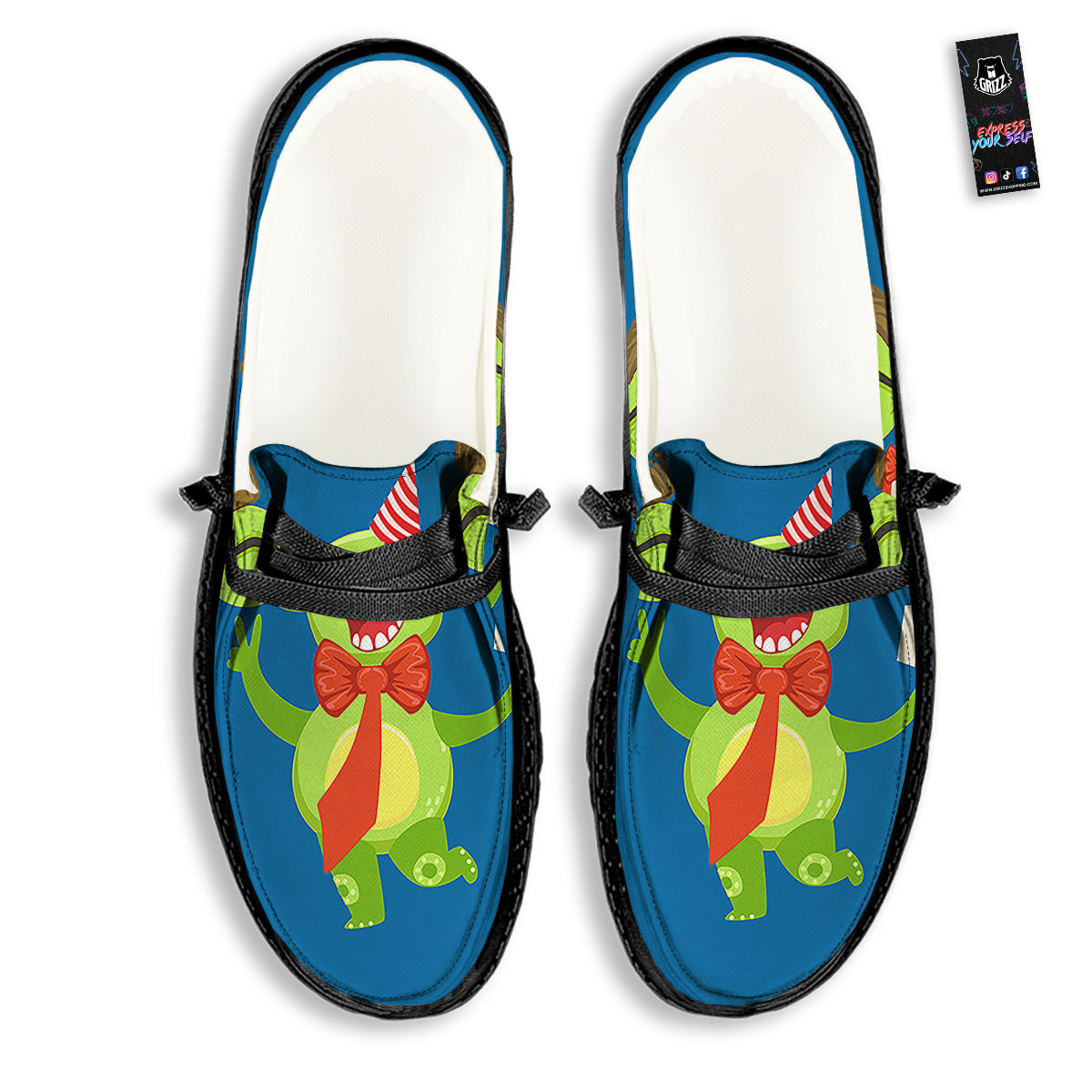 Bow Tie With Cute Alien Print Black Loafers-grizzshop