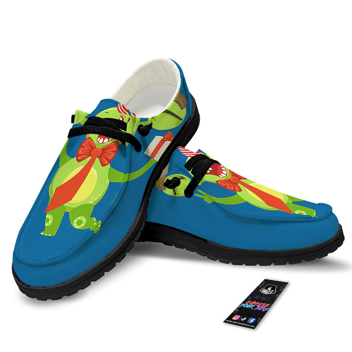 Bow Tie With Cute Alien Print Black Loafers-grizzshop