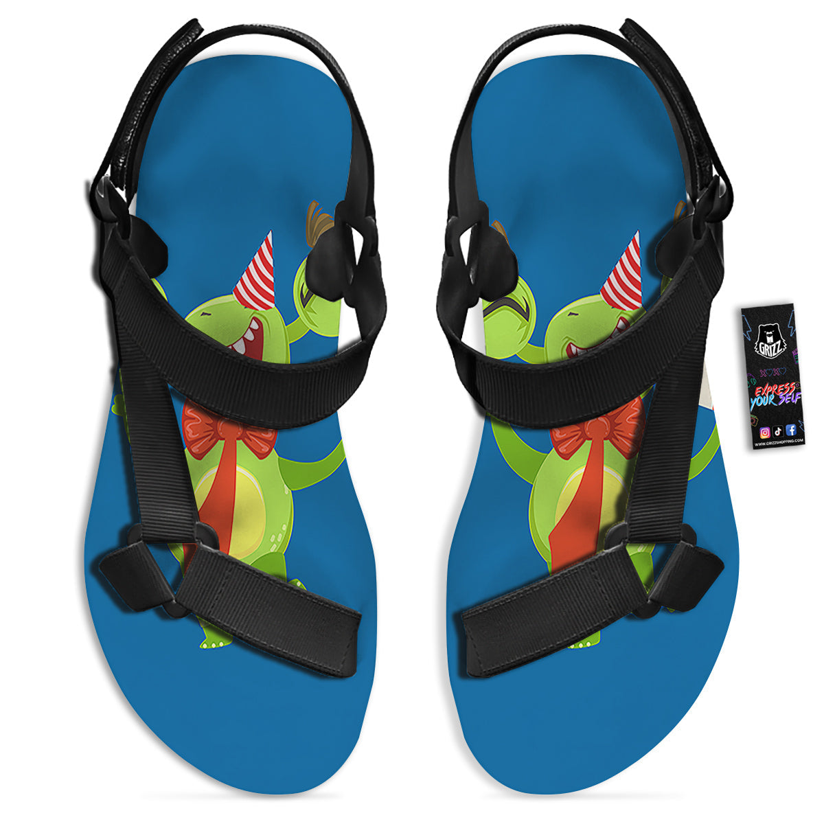 Bow Tie With Cute Alien Print Black Open Toe Sandals-grizzshop