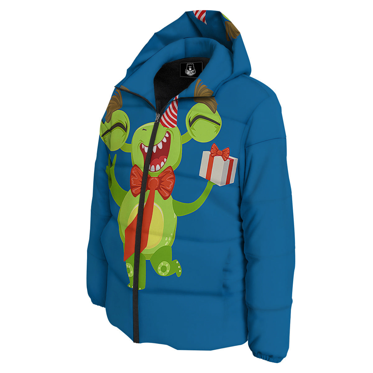 Bow Tie With Cute Alien Print Down Jacket-grizzshop