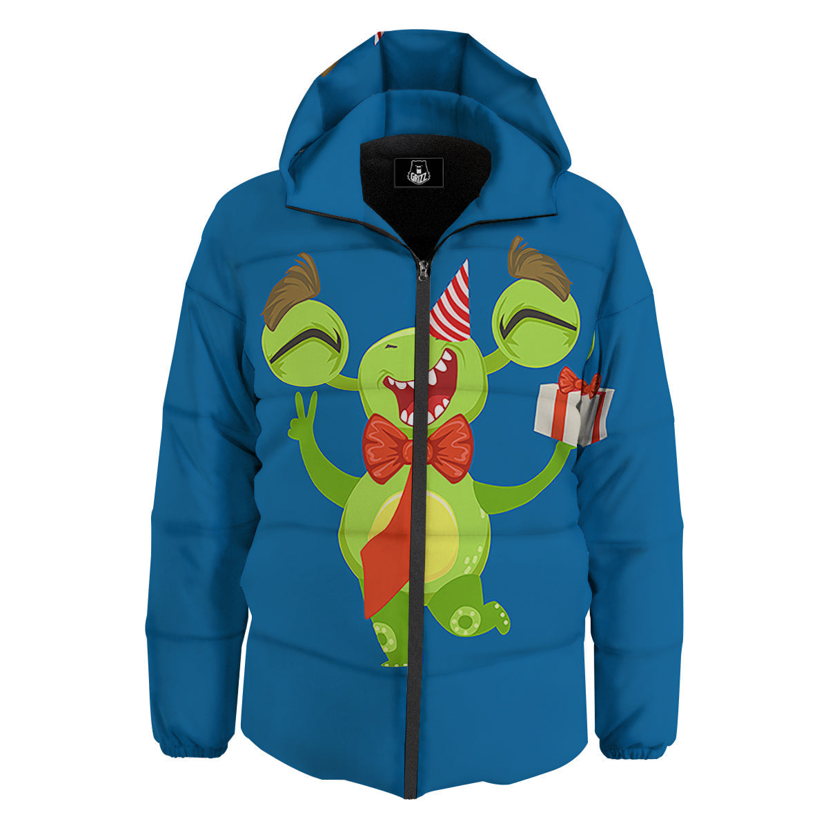 Bow Tie With Cute Alien Print Down Jacket-grizzshop