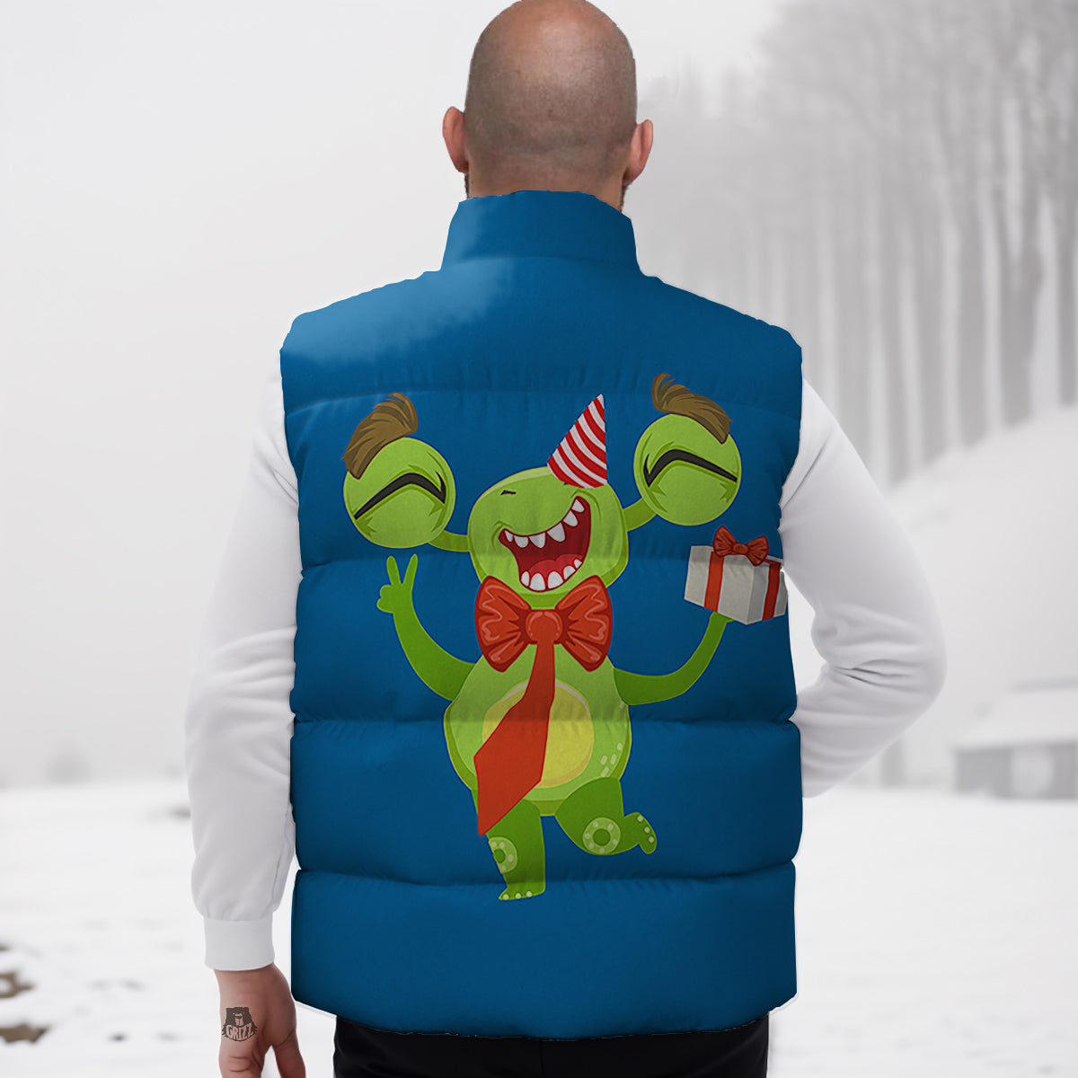 Bow Tie With Cute Alien Print Down Vest