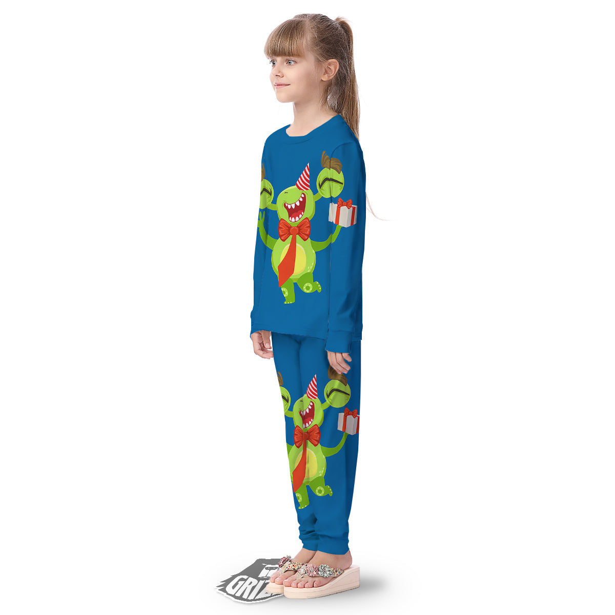 Bow Tie With Cute Alien Print Kid's Pajamas-grizzshop
