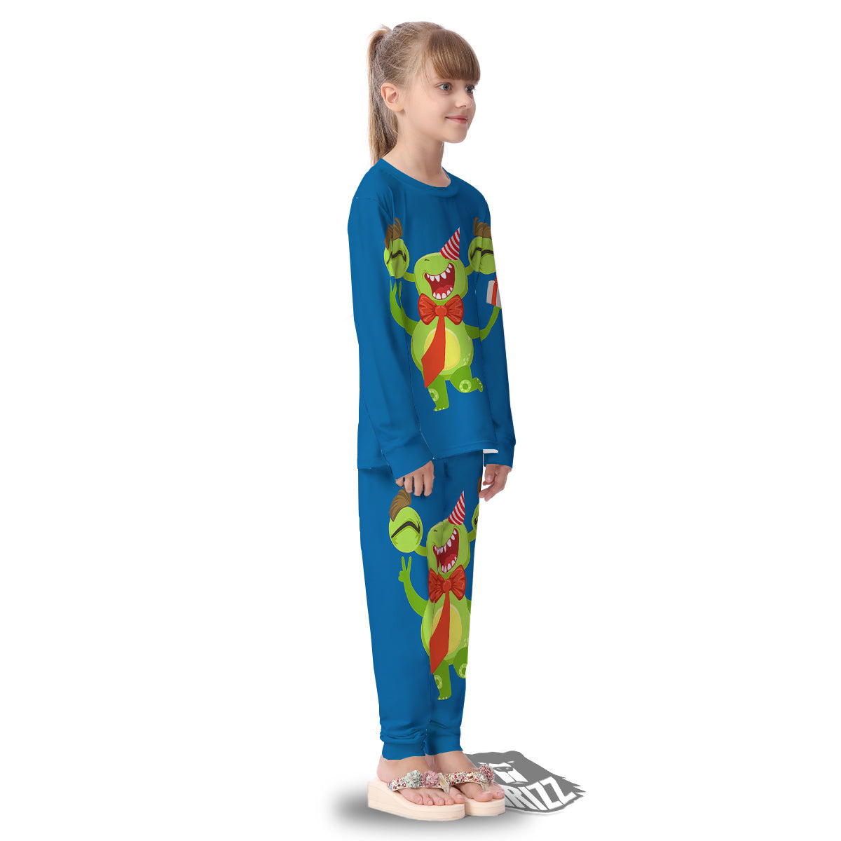 Bow Tie With Cute Alien Print Kid's Pajamas-grizzshop