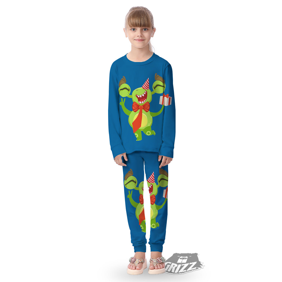 Bow Tie With Cute Alien Print Kid's Pajamas-grizzshop