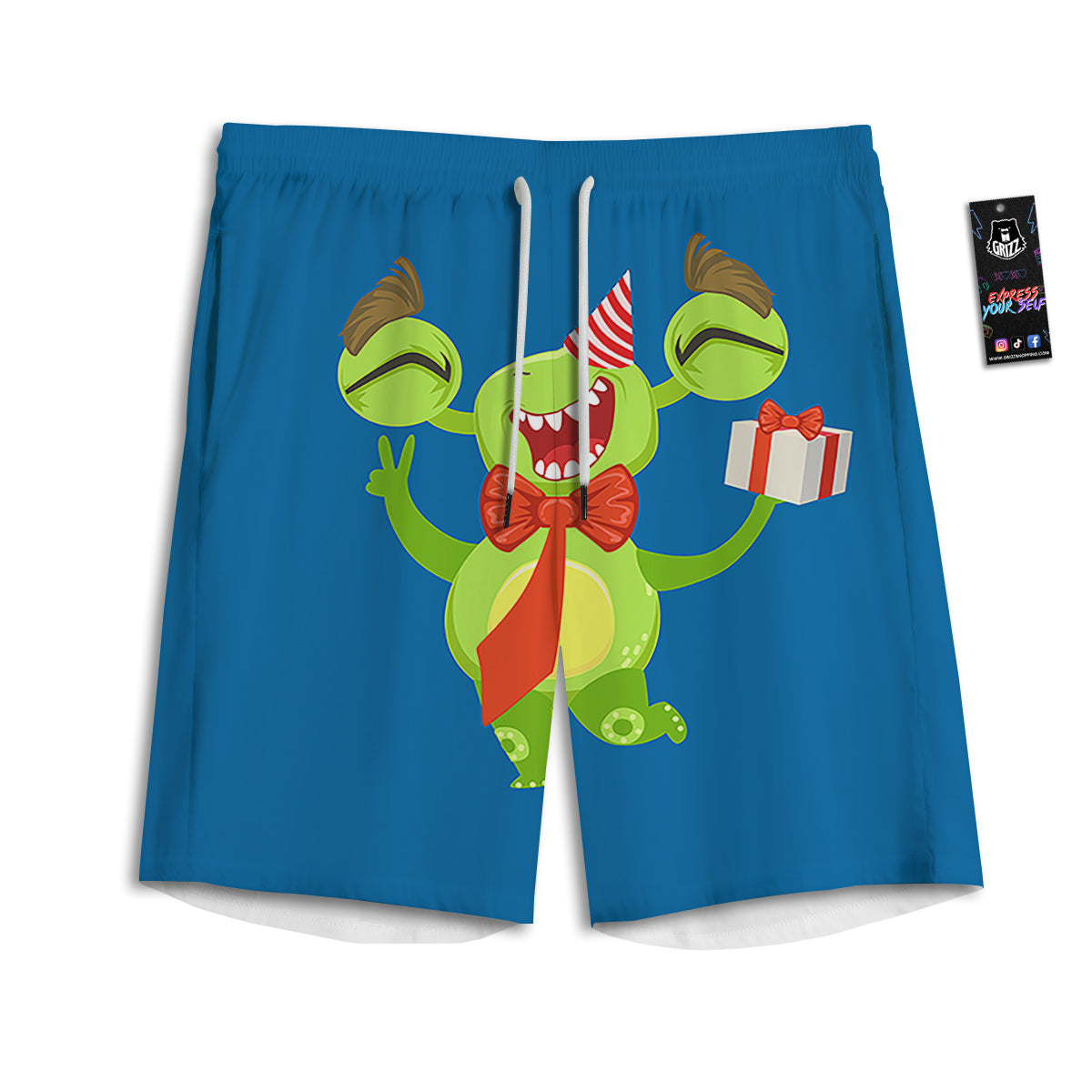 Bow Tie With Cute Alien Print Men's Athletic Shorts