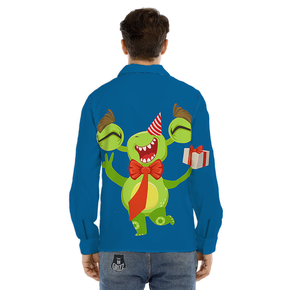 Bow Tie With Cute Alien Print Men's Dress Shirts-grizzshop