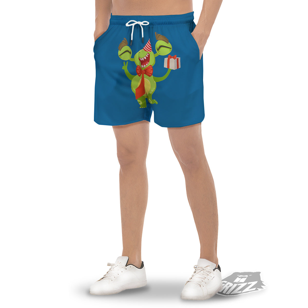 Bow Tie With Cute Alien Print Men's Gym Shorts-grizzshop