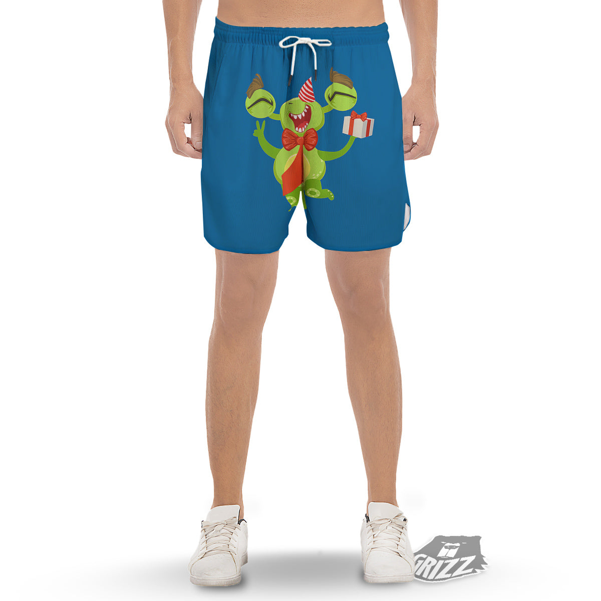 Bow Tie With Cute Alien Print Men's Gym Shorts-grizzshop