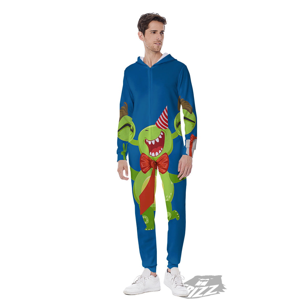 Bow Tie With Cute Alien Print Men's Jumpsuit-grizzshop