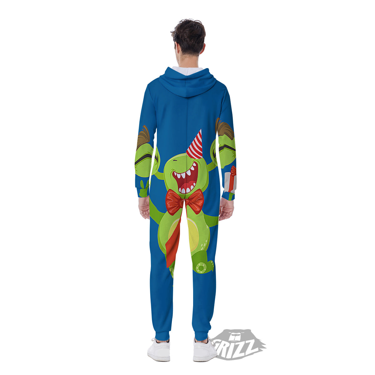 Bow Tie With Cute Alien Print Men's Jumpsuit-grizzshop