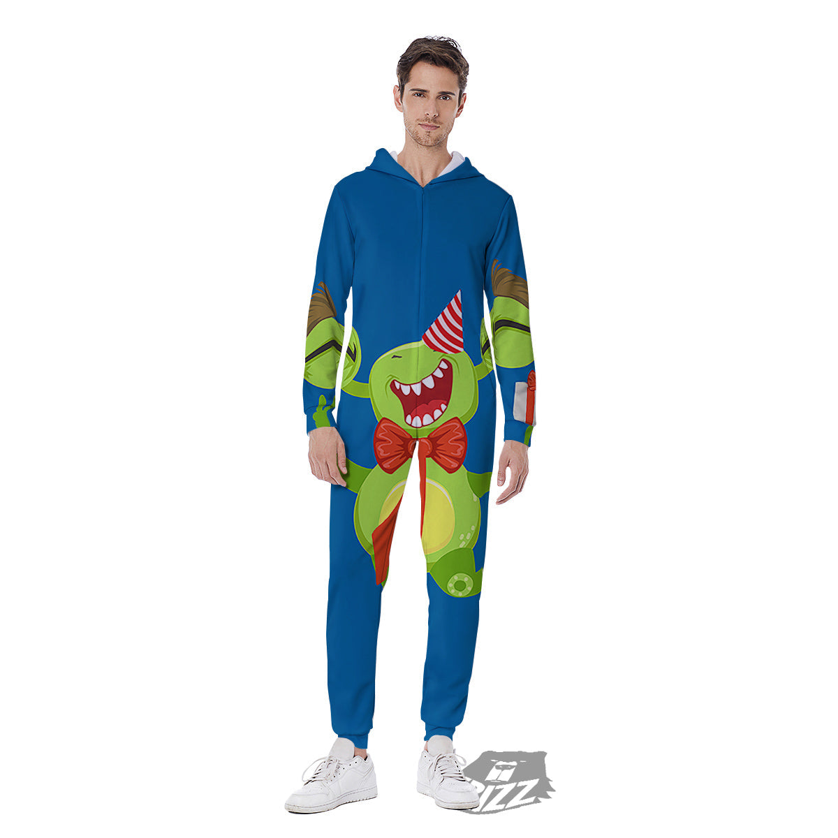Bow Tie With Cute Alien Print Men's Jumpsuit-grizzshop