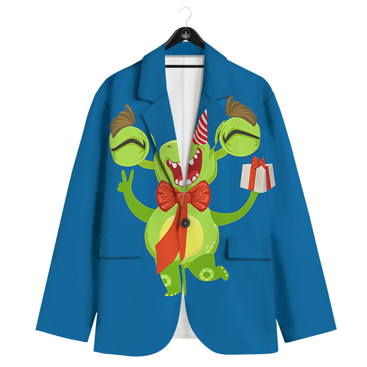 Bow Tie With Cute Alien Print Men's Sport Coat-grizzshop