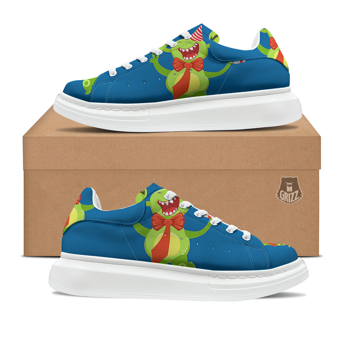Bow Tie With Cute Alien Print Platform Shoes-grizzshop