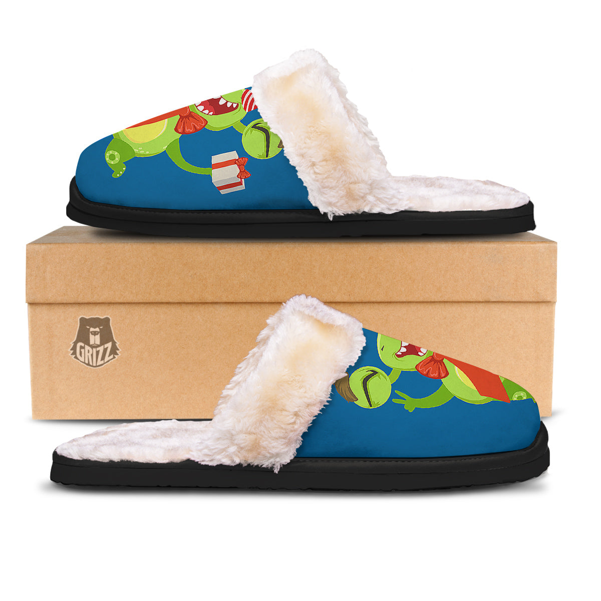 Bow Tie With Cute Alien Print Slippers-grizzshop