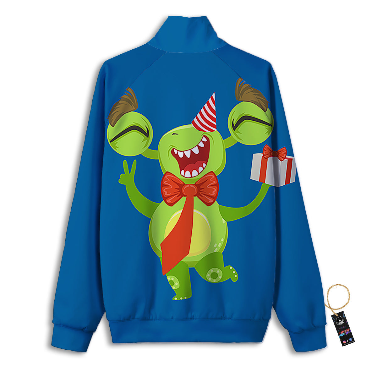 Bow Tie With Cute Alien Print Track Jacket-grizzshop