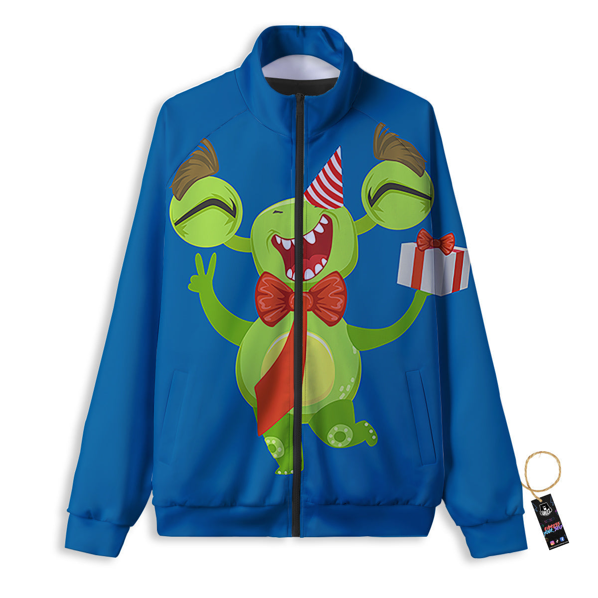 Bow Tie With Cute Alien Print Track Jacket-grizzshop