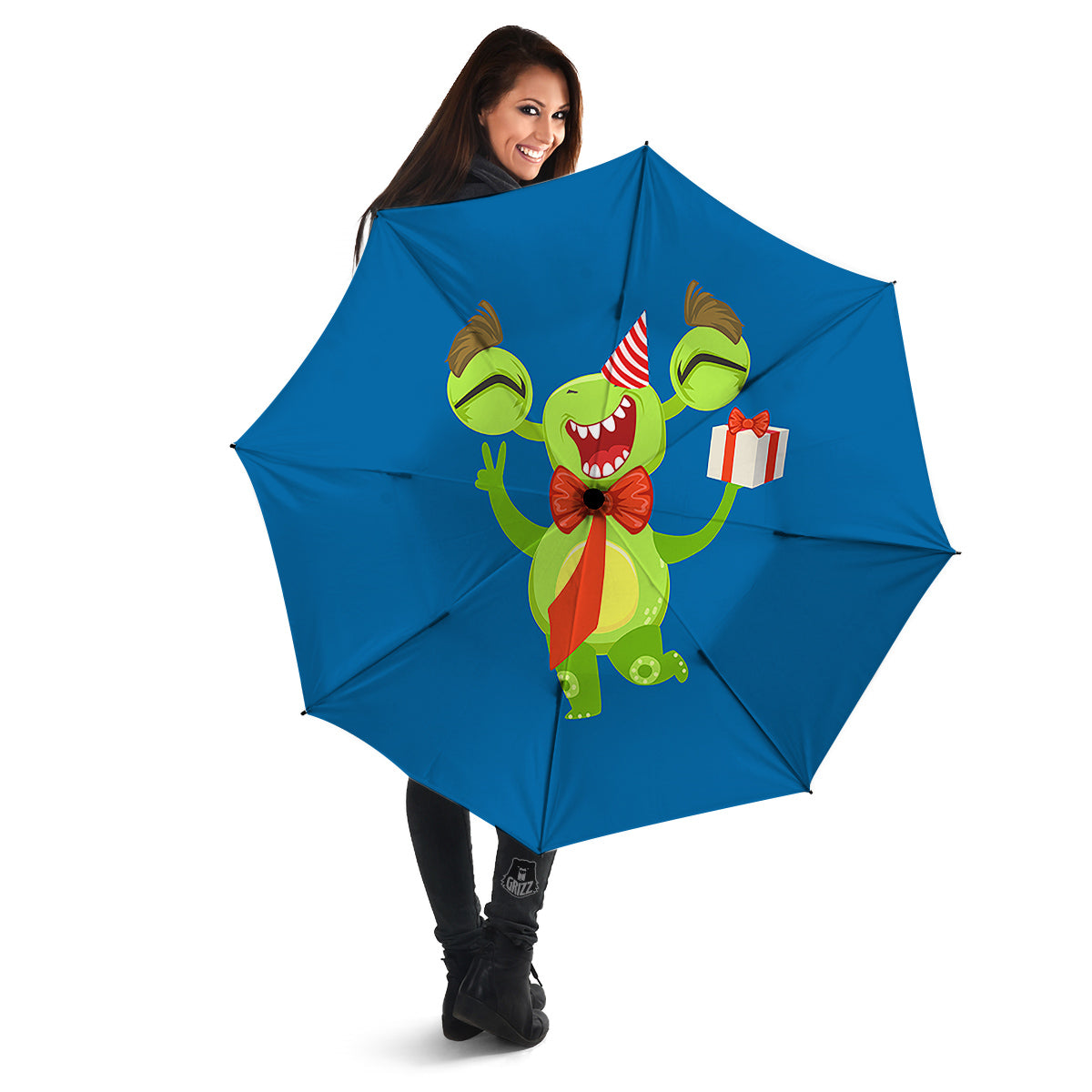 Bow Tie With Cute Alien Print Umbrella-grizzshop