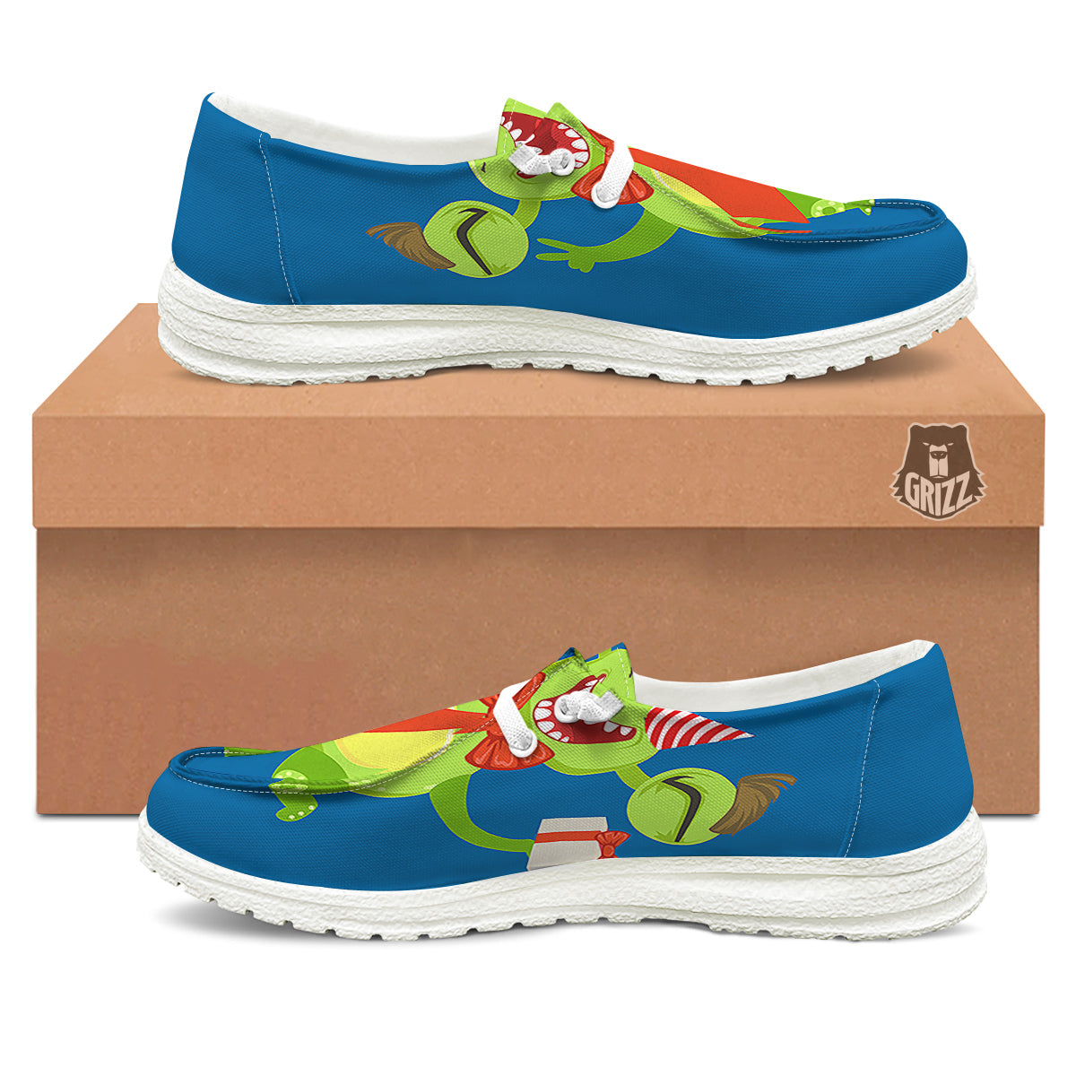 Bow Tie With Cute Alien Print White Loafers-grizzshop