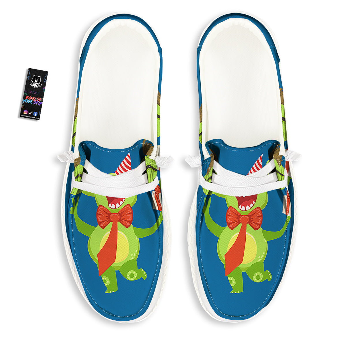 Bow Tie With Cute Alien Print White Loafers-grizzshop