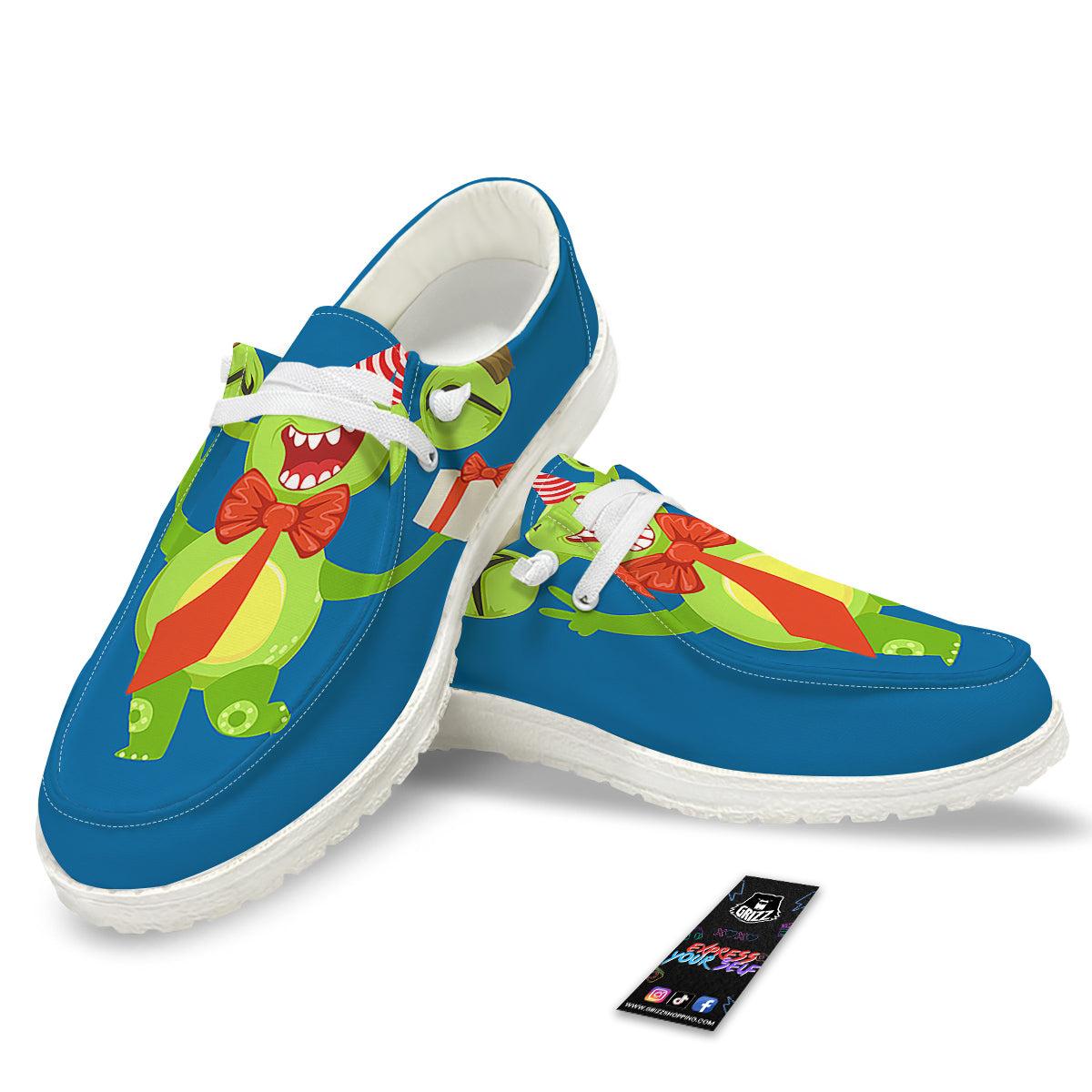 Bow Tie With Cute Alien Print White Loafers-grizzshop