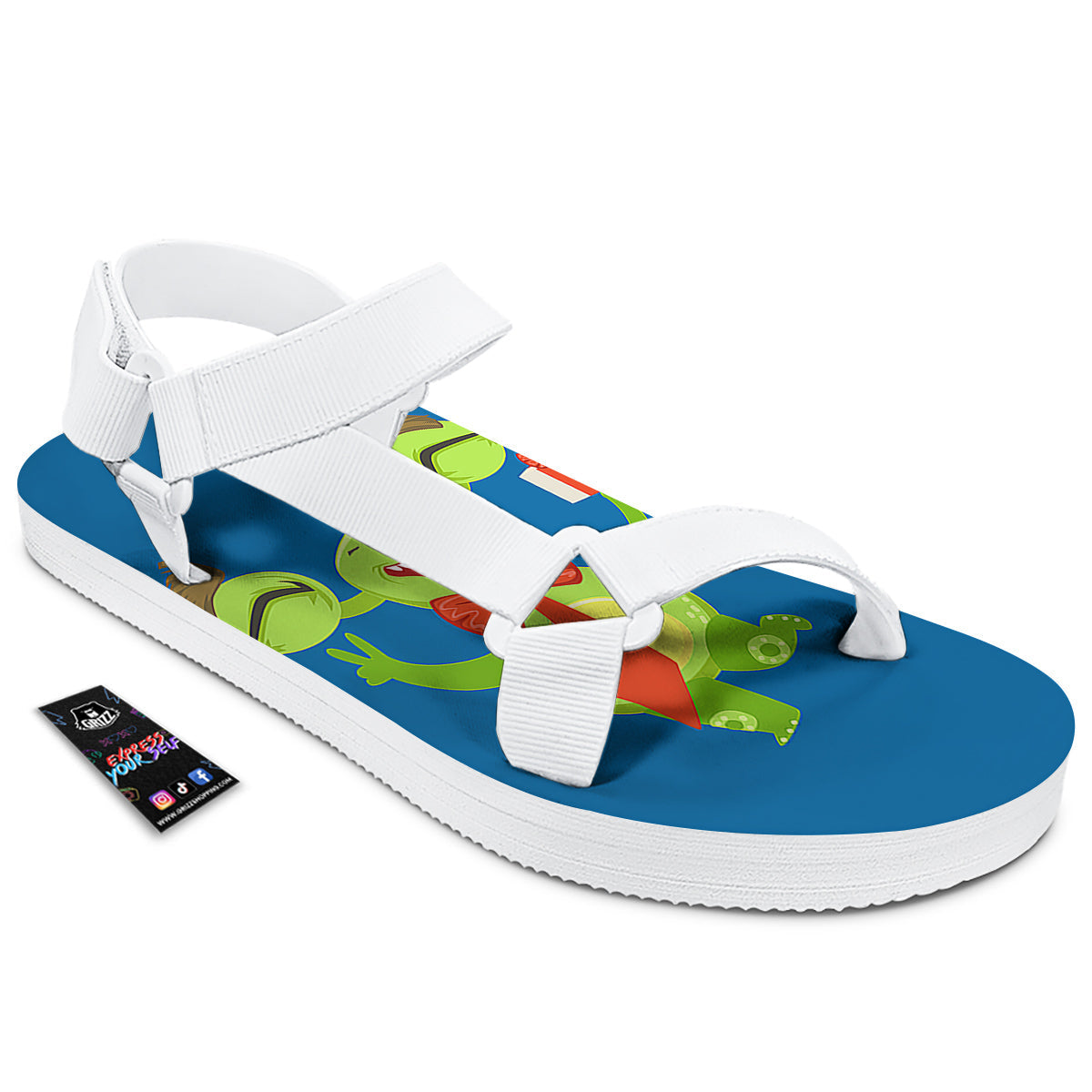 Bow Tie With Cute Alien Print White Open Toe Sandals-grizzshop