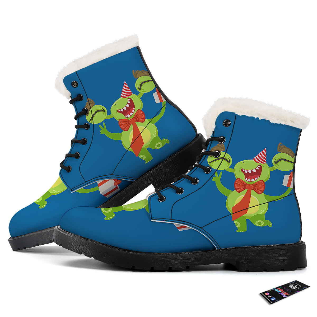 Bow Tie With Cute Alien Print Winter Boots-grizzshop