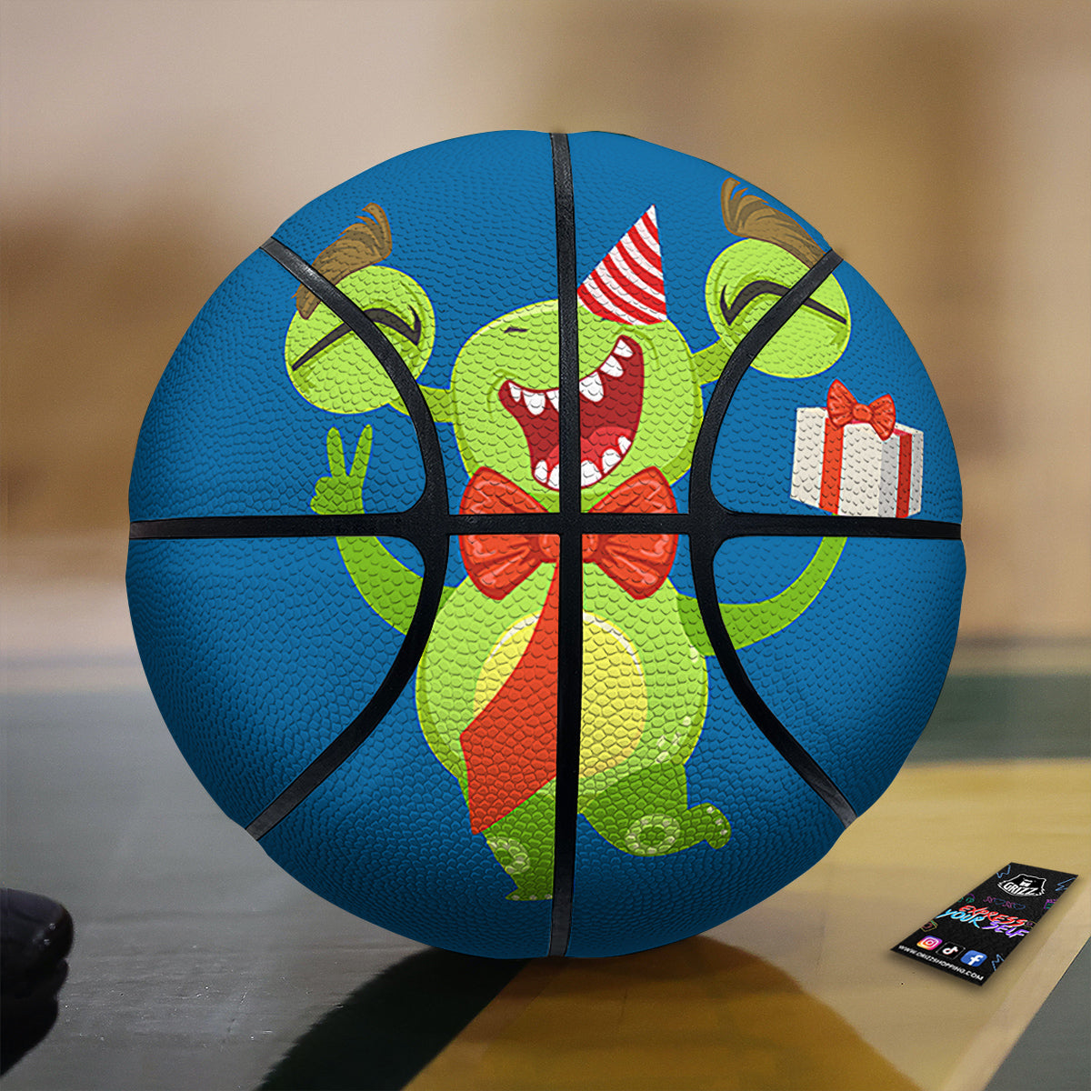Bow Tie With Cute Alien Print Basketball