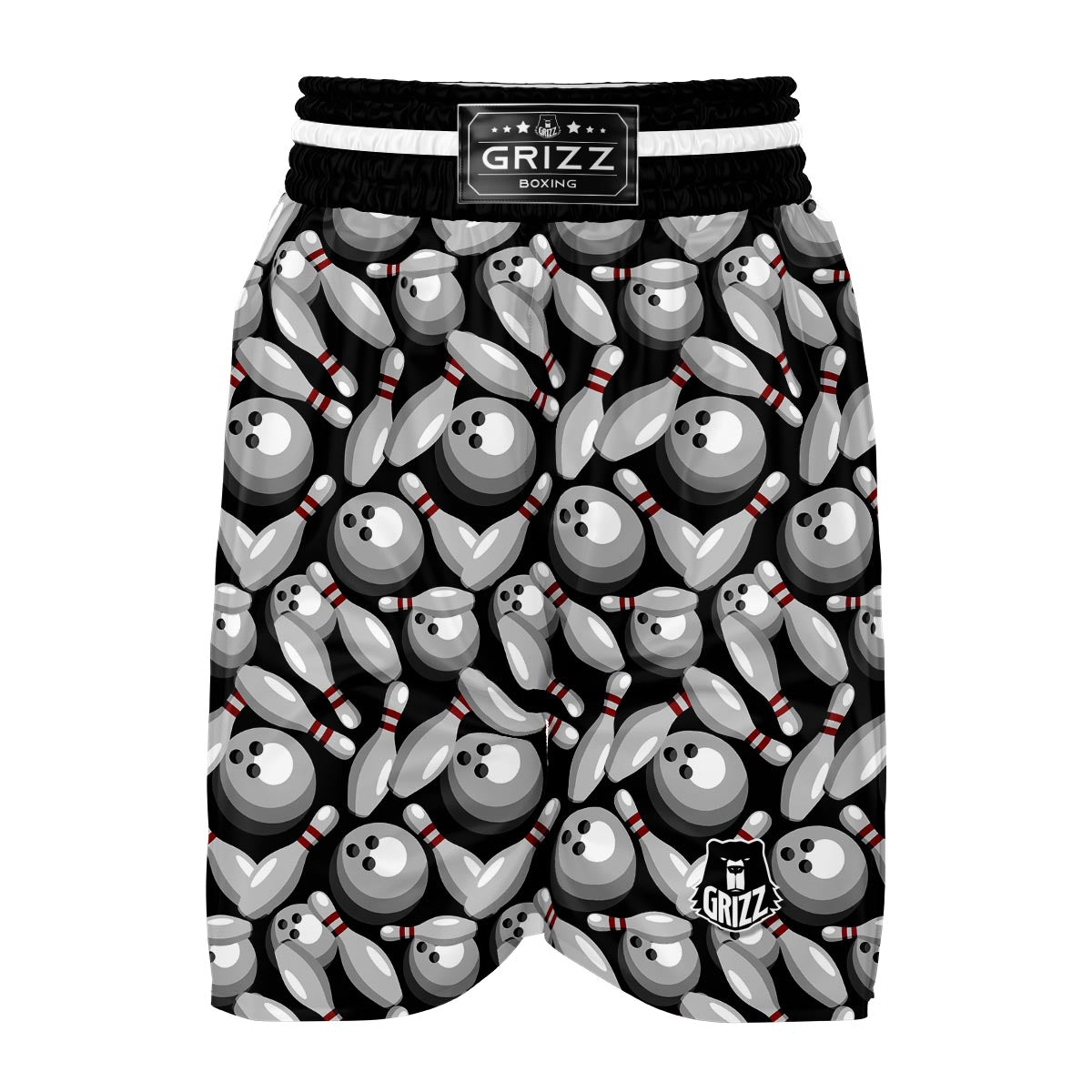 Bowling Black Boxing Shorts-grizzshop