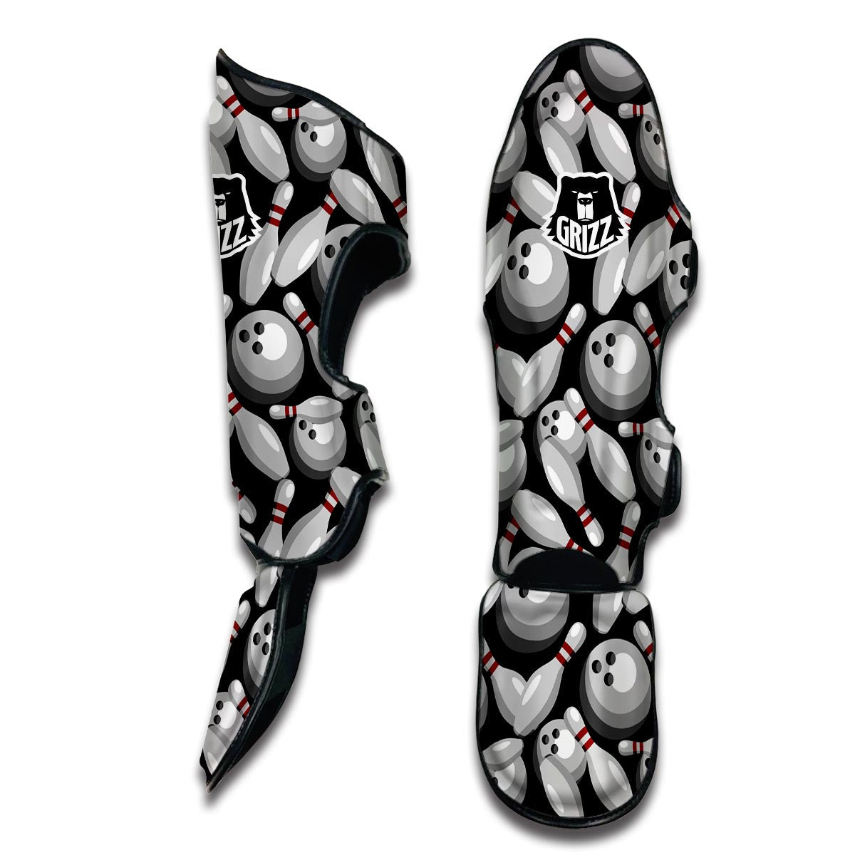 Bowling Black Muay Thai Shin Guards-grizzshop