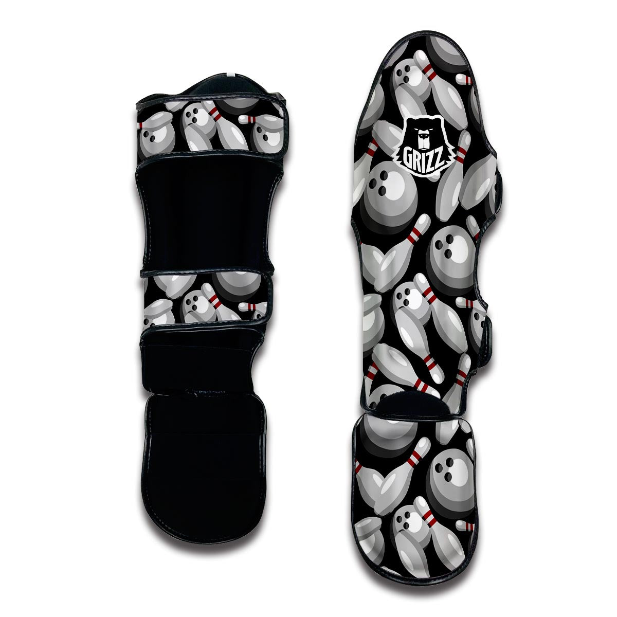 Bowling Black Muay Thai Shin Guards-grizzshop