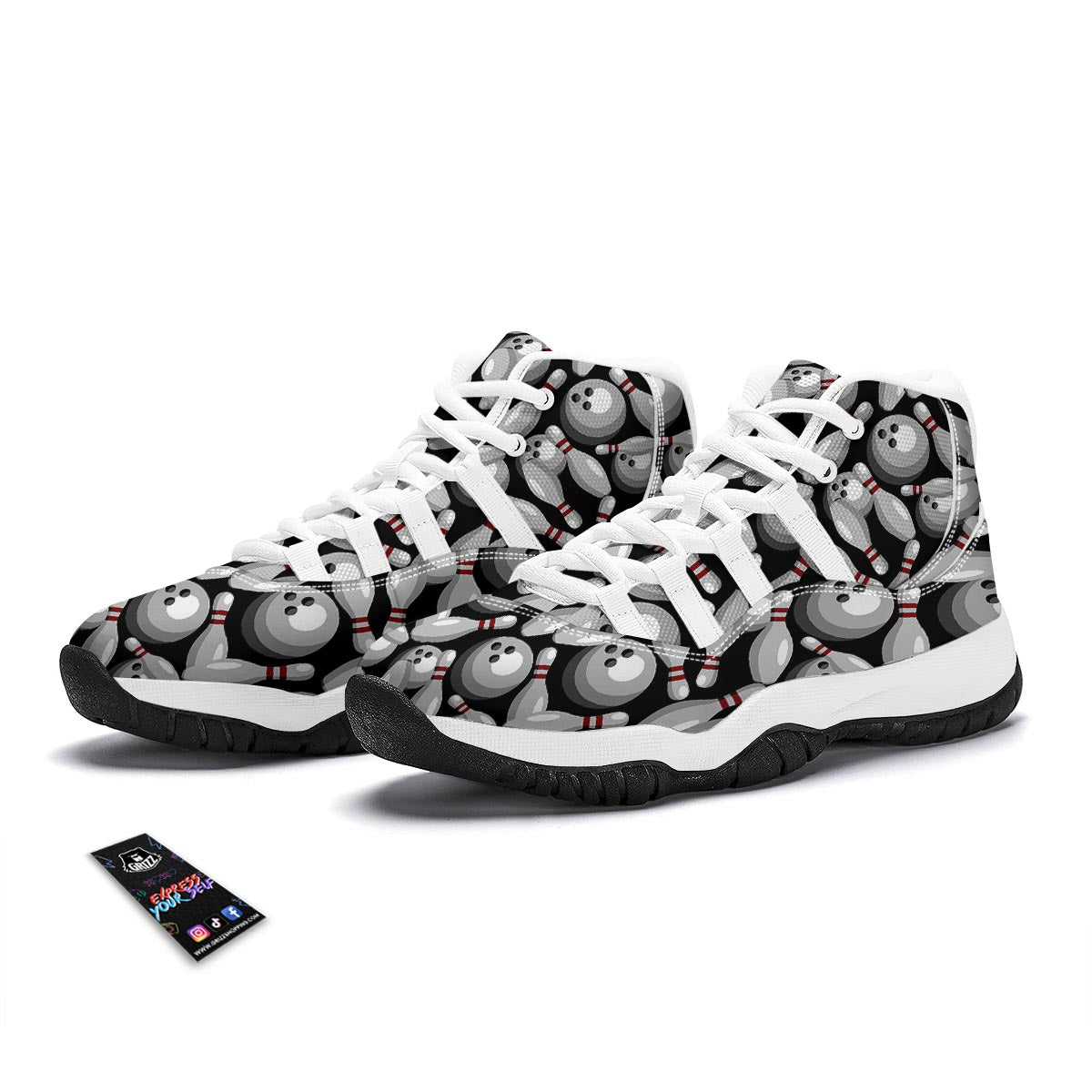 Bowling Black White Bball Shoes-grizzshop