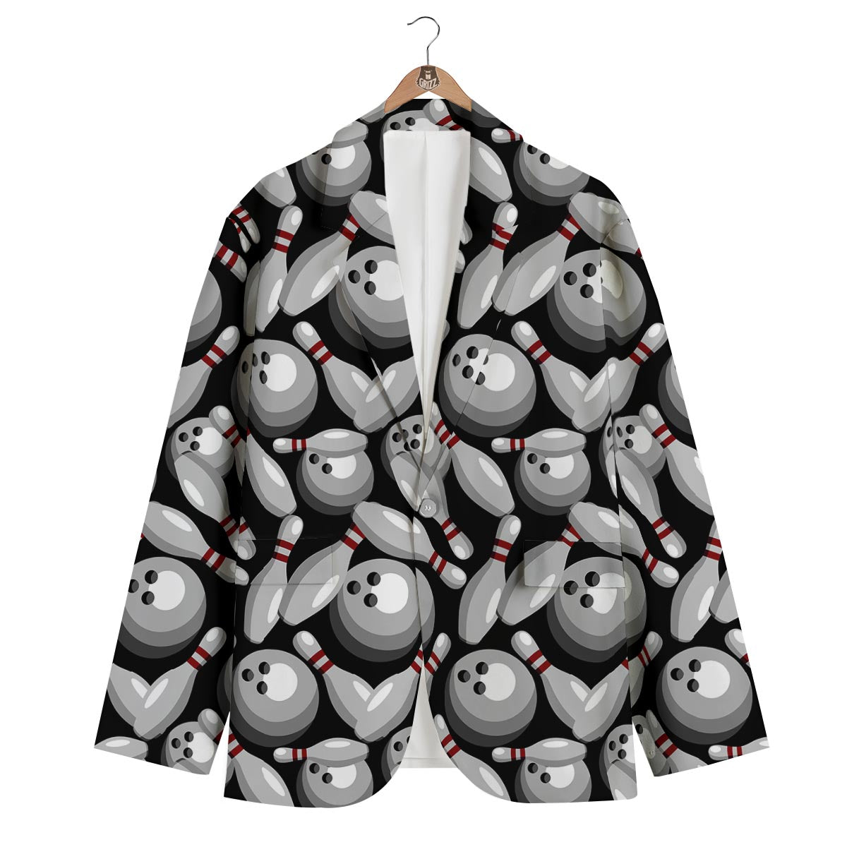 Bowling Pattern Print Men's Blazer-grizzshop
