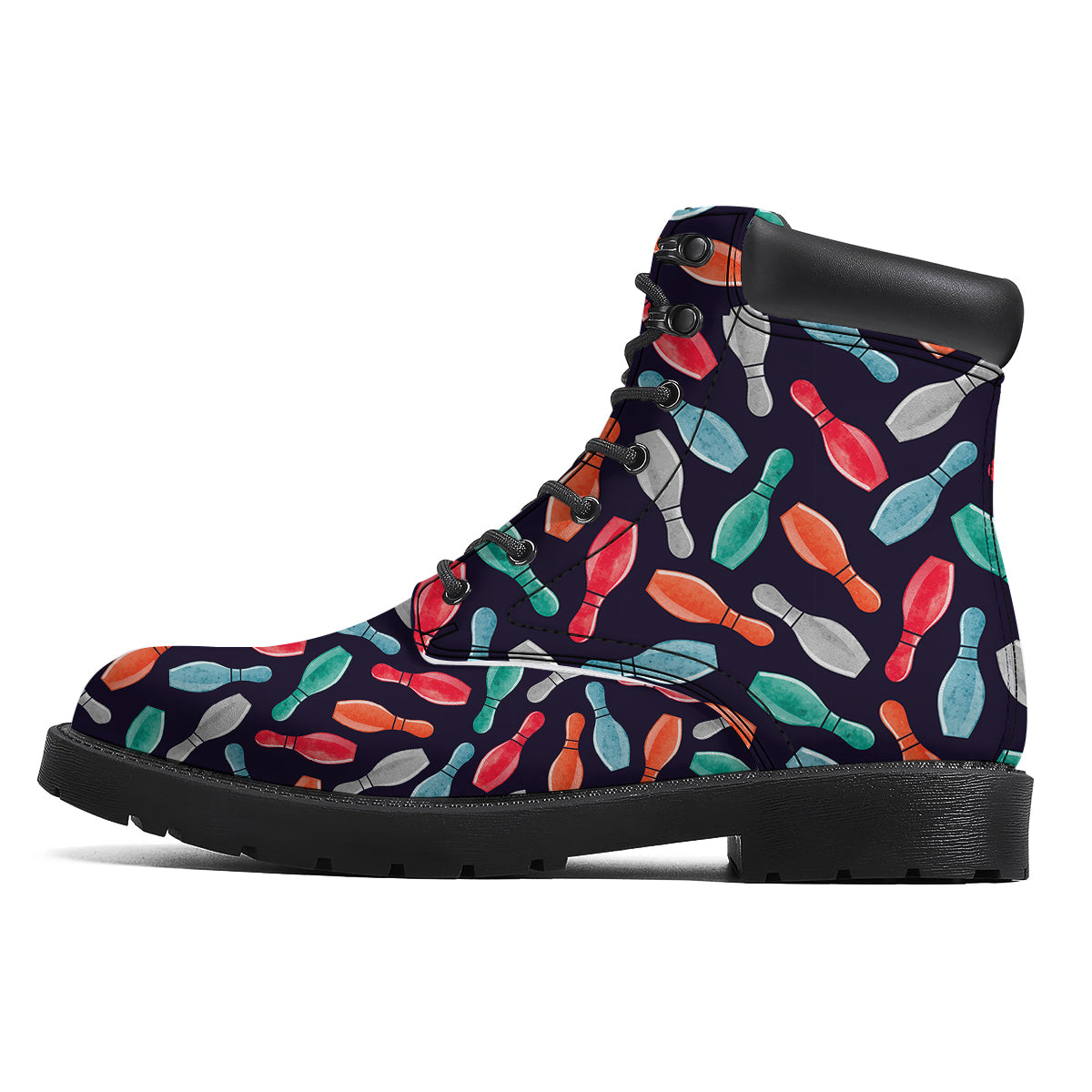 Bowling Pins Watercolor Print Pattern Boots-grizzshop