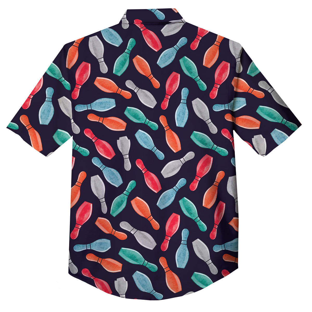 Bowling Pins Watercolor Print Pattern Button Up Shirt-grizzshop