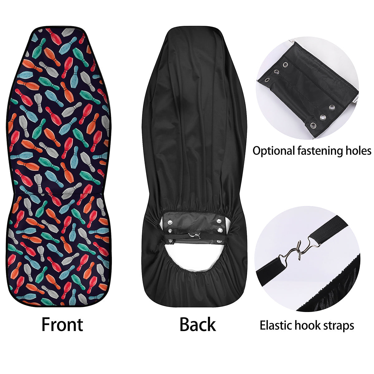 Bowling Pins Watercolor Print Pattern Car Seat Covers-grizzshop