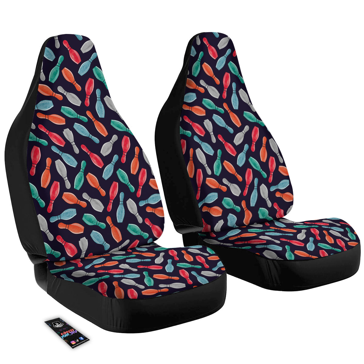 Bowling Pins Watercolor Print Pattern Car Seat Covers-grizzshop