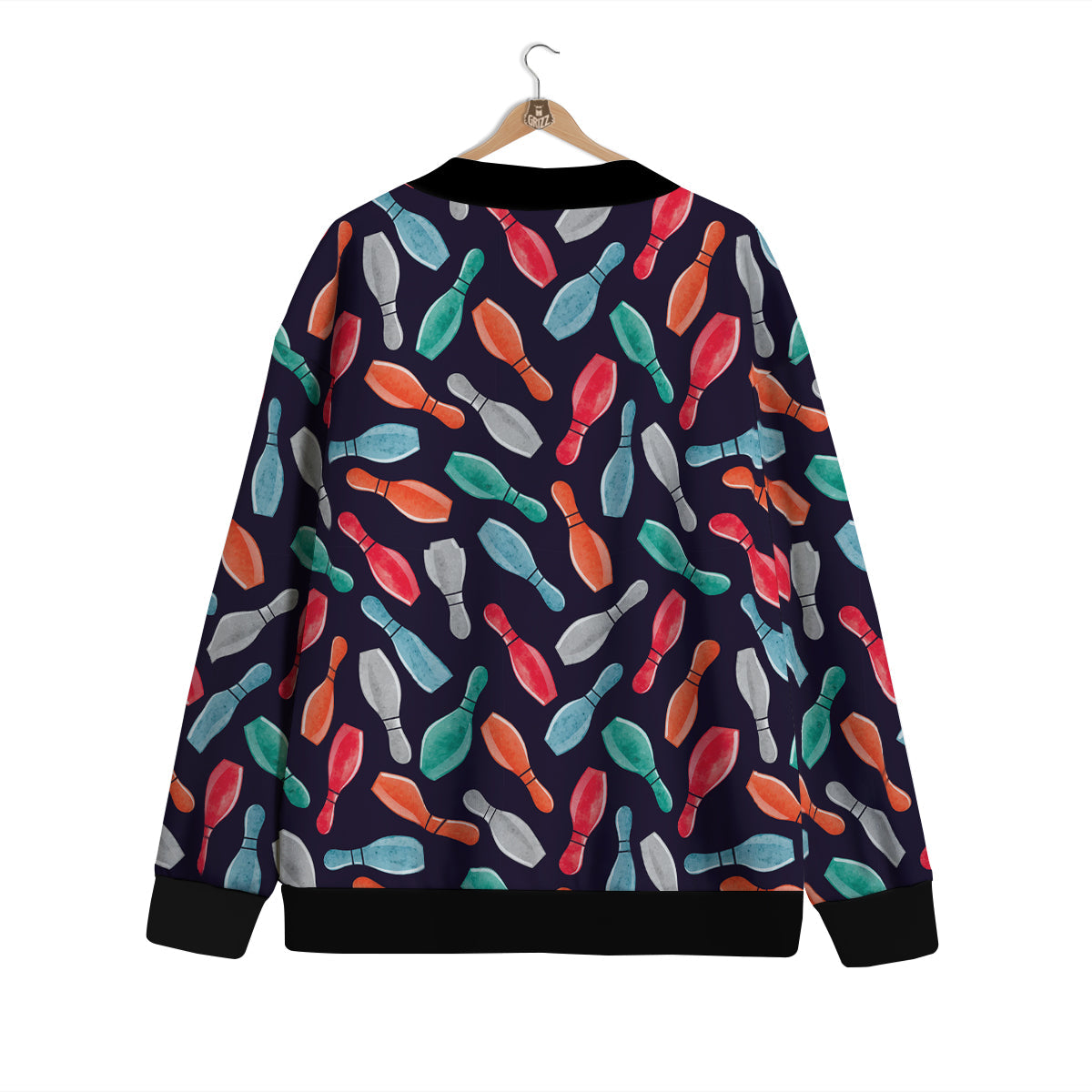 Bowling Pins Watercolor Print Pattern Cardigan-grizzshop