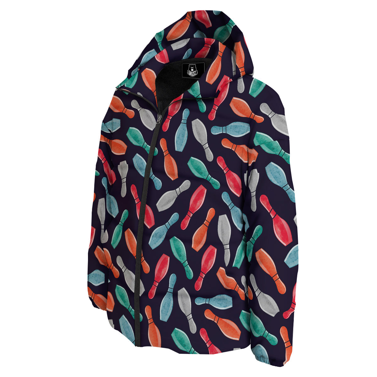 Bowling Pins Watercolor Print Pattern Down Jacket-grizzshop