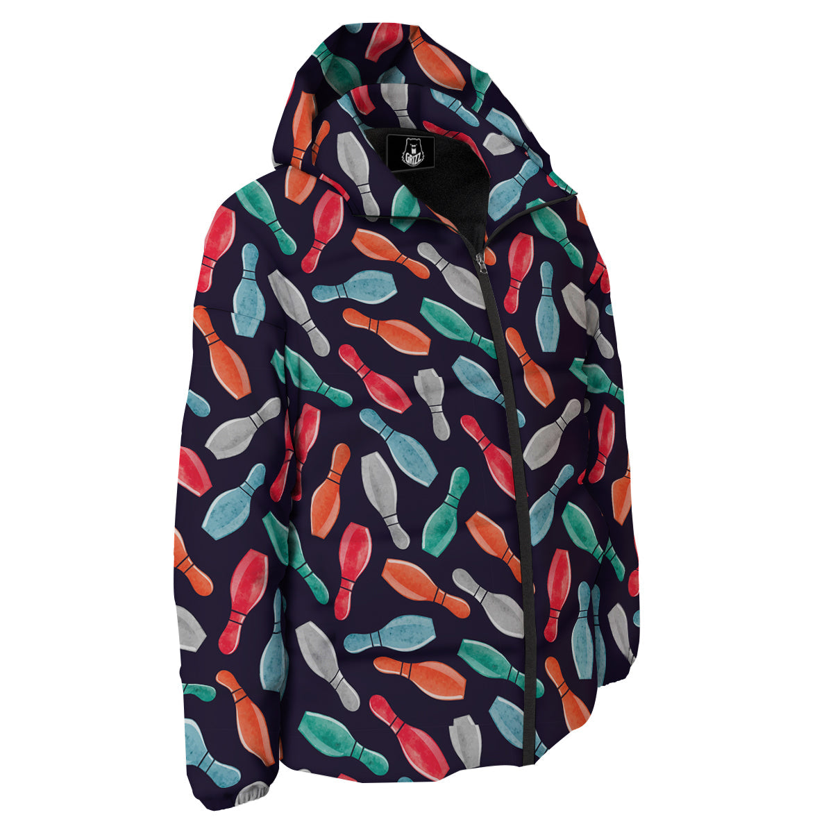 Bowling Pins Watercolor Print Pattern Down Jacket-grizzshop