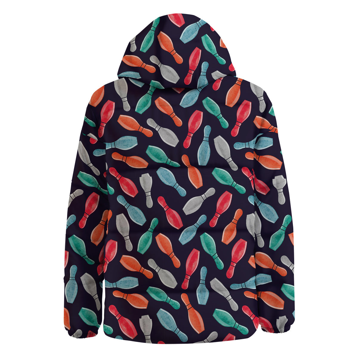 Bowling Pins Watercolor Print Pattern Down Jacket-grizzshop