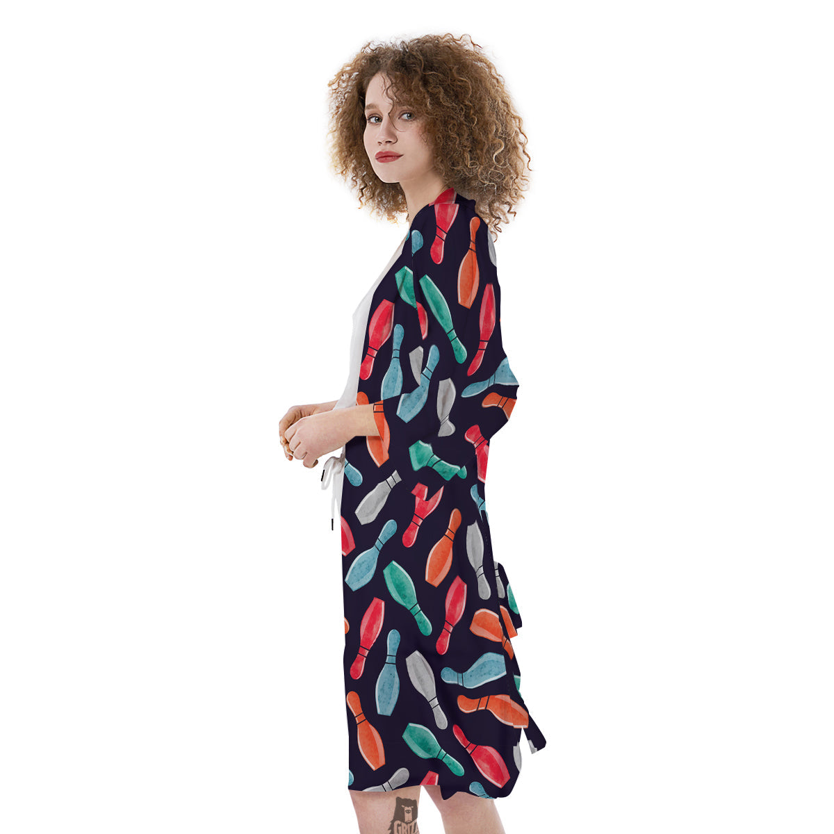 Bowling Pins Watercolor Print Pattern Kimono-grizzshop