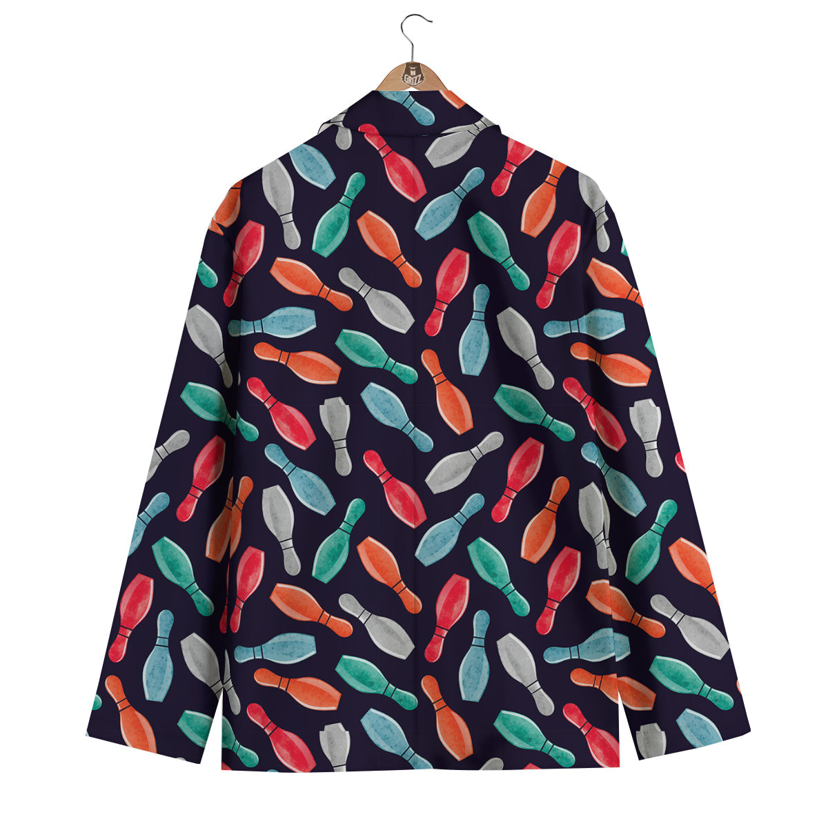 Bowling Pins Watercolor Print Pattern Men's Blazer-grizzshop
