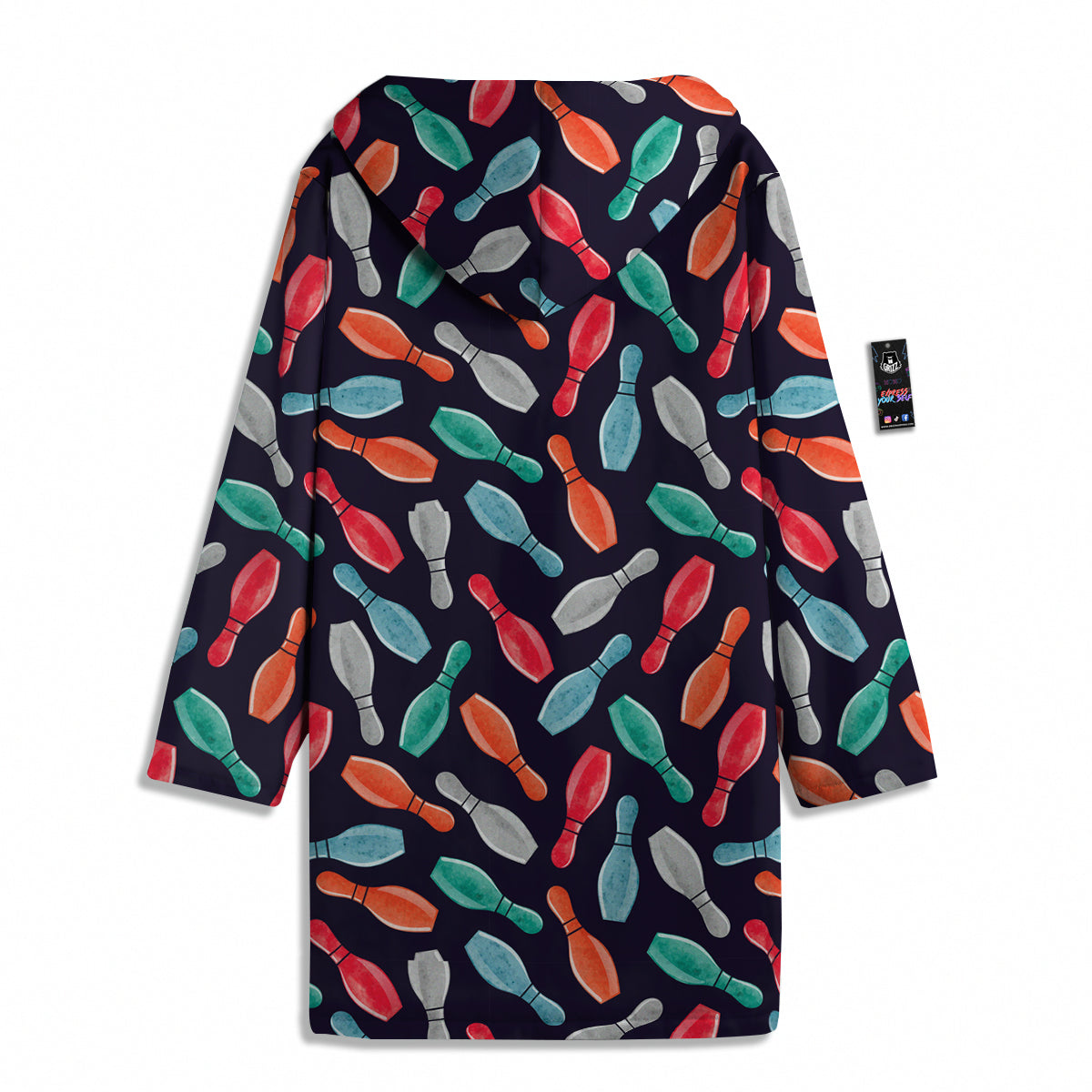 Bowling Pins Watercolor Print Pattern Men's Windbreaker Jacket-grizzshop