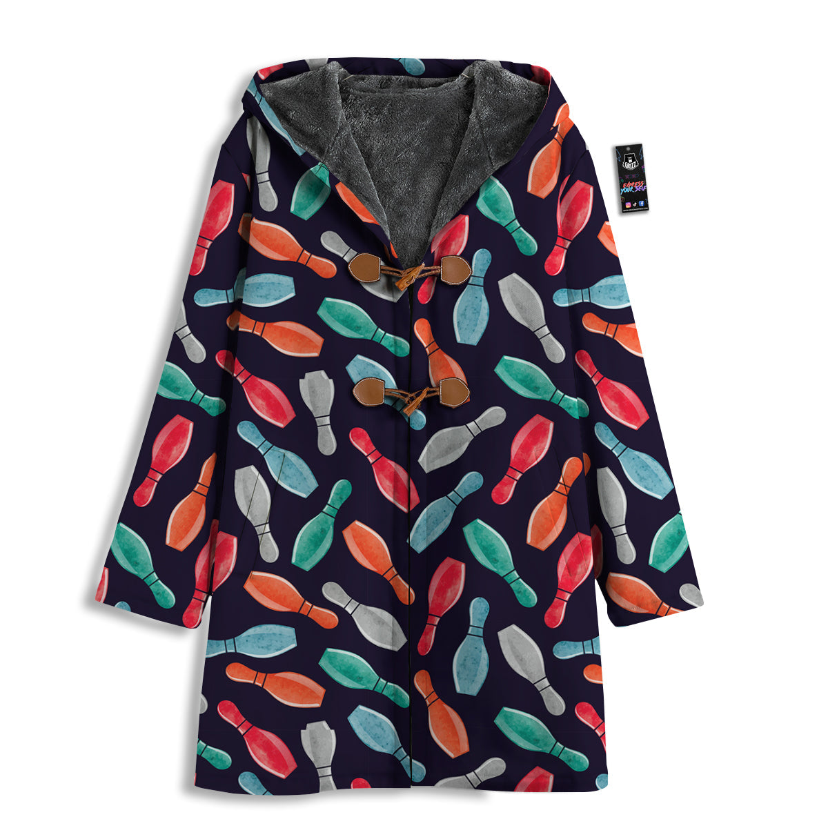 Bowling Pins Watercolor Print Pattern Men's Windbreaker Jacket-grizzshop