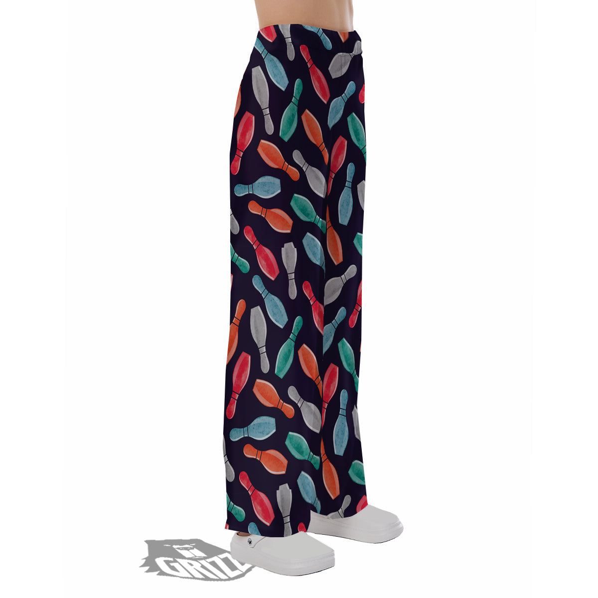 Bowling Pins Watercolor Print Pattern Pajama Pants-grizzshop
