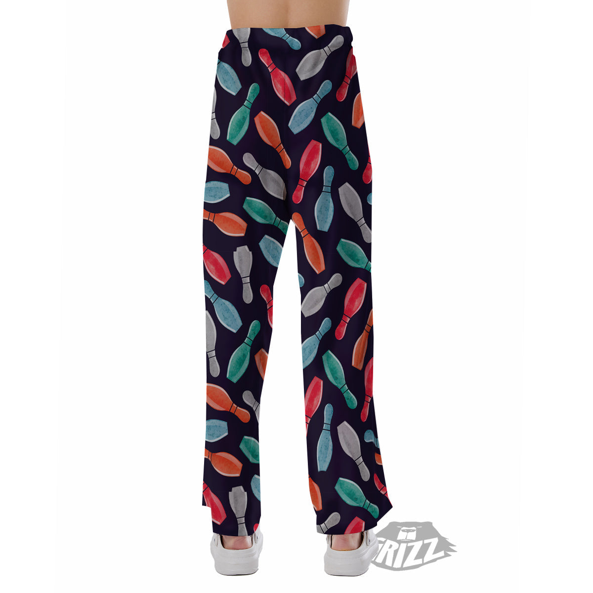 Bowling Pins Watercolor Print Pattern Pajama Pants-grizzshop