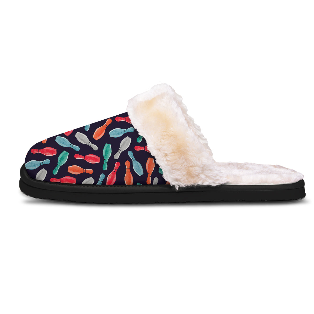 Bowling Pins Watercolor Print Pattern Slippers-grizzshop