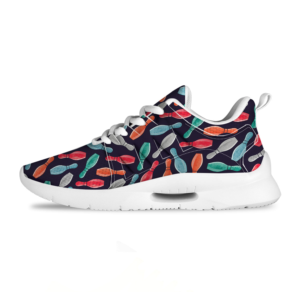 Bowling Pins Watercolor Print Pattern Tennis Shoes-grizzshop