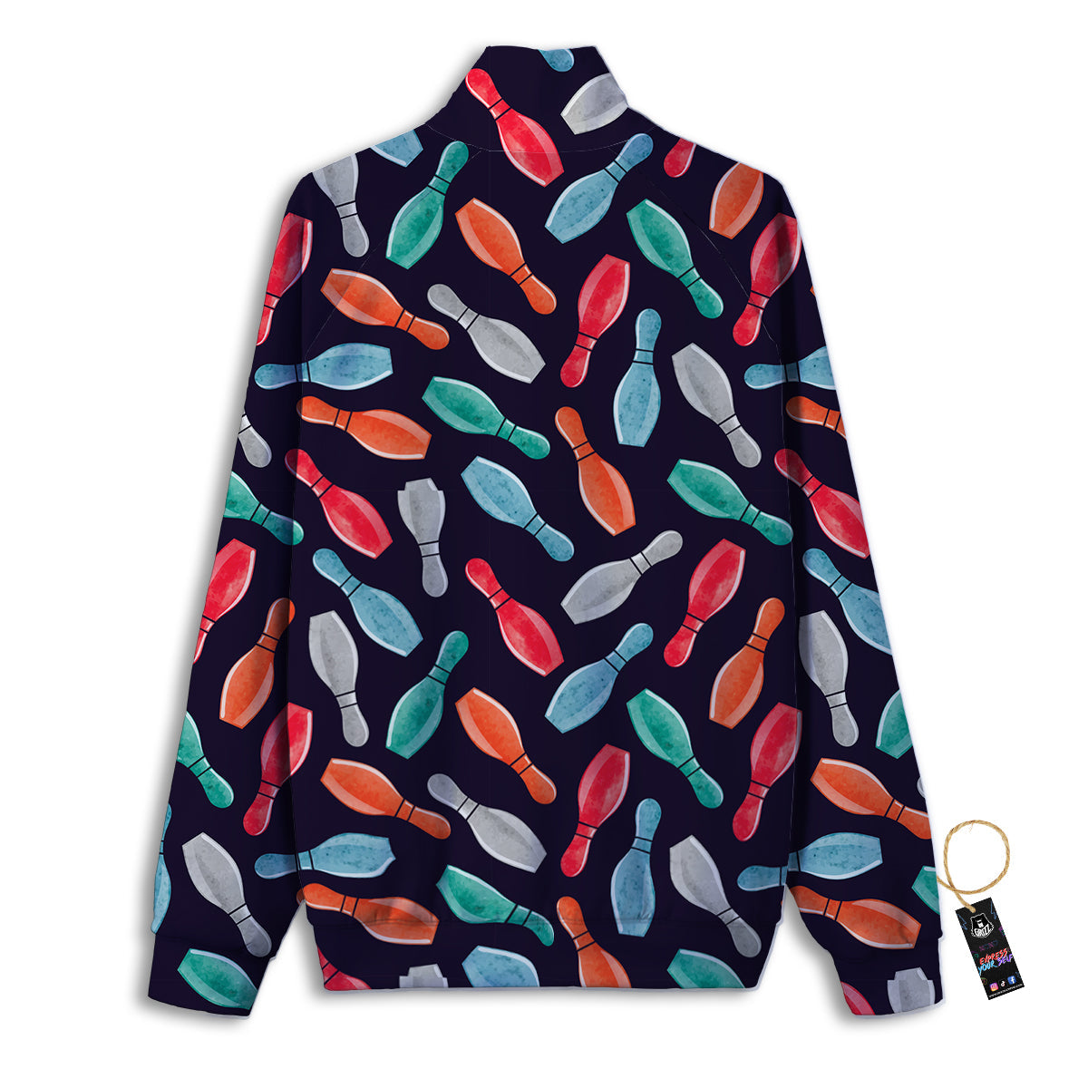 Bowling Pins Watercolor Print Pattern Track Jacket-grizzshop